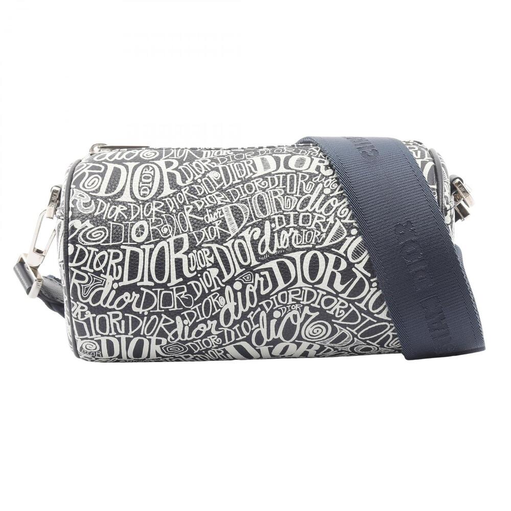 Christian Dior Shawn Stussy Roller Shoulder Bag Leather Navy Blue White
